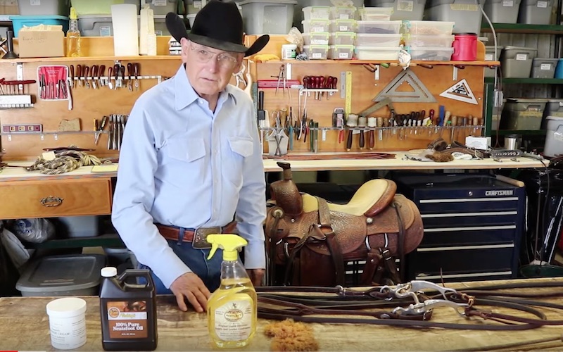 Dennis Moreland demonstrating how to use saddle soap