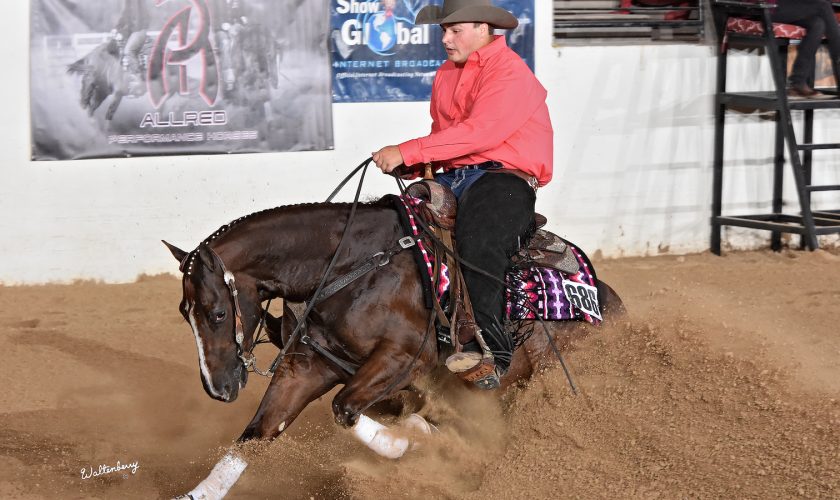 Sam Flarida and PS Whiz On Ice at the High Roller Reining Classic